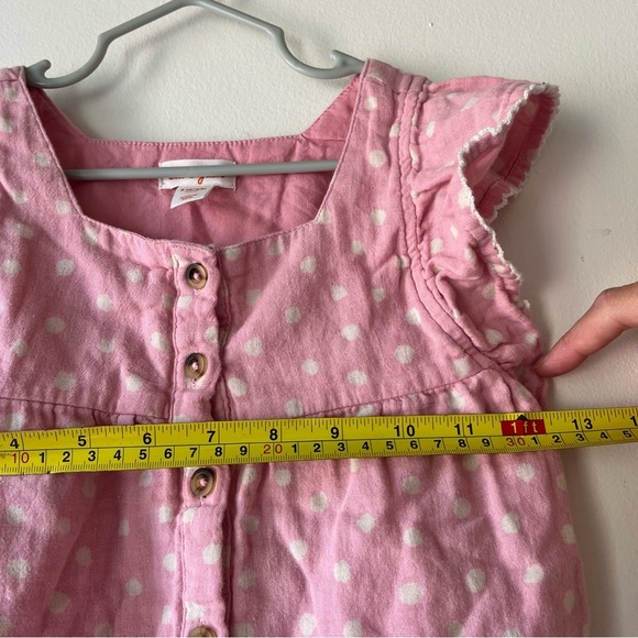 🌼 5/$25 Cat & Jack Girls Pink Polka Dot Button Down Top Flutter Sleeve 6/6X - Picture 9 of 10